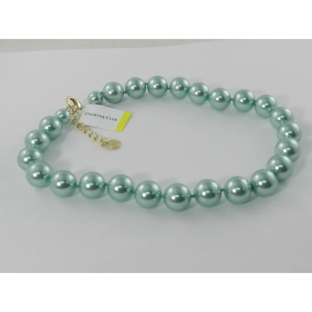 Charter Club Imitation 14mm Pearl Collar Necklace (Aqua) New with tag - Picture 4 of 5